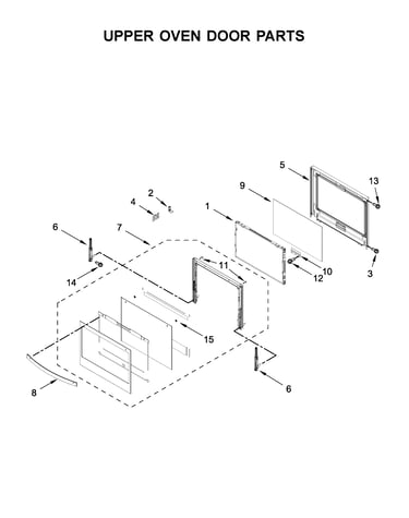 Upper oven door parts