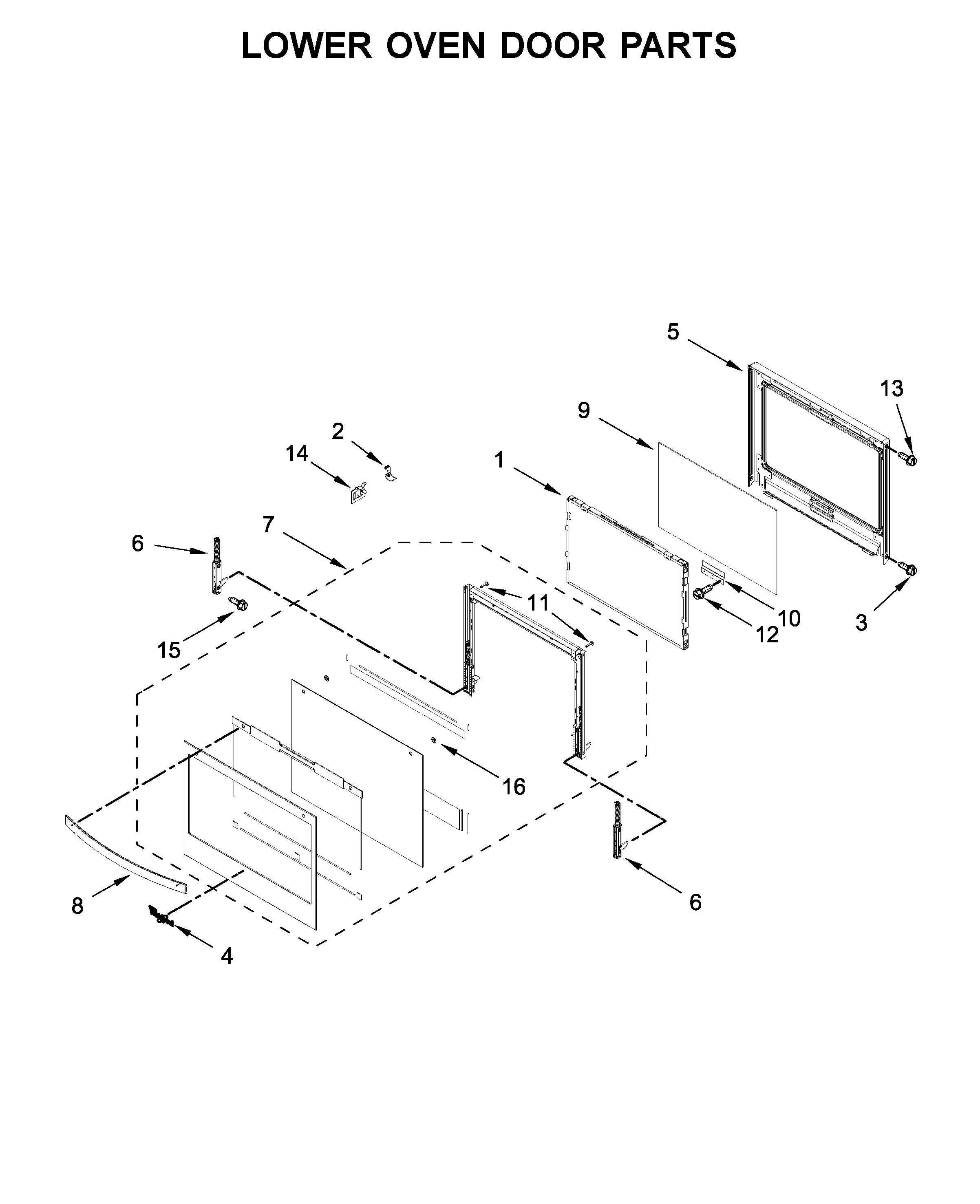 Lower oven door parts