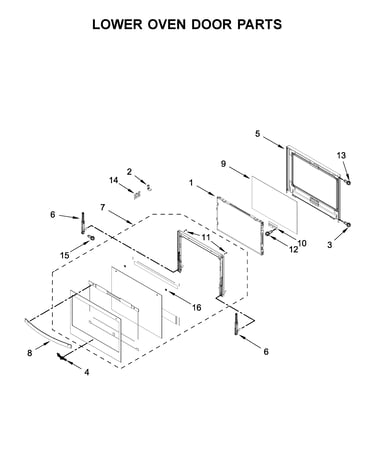 Lower oven door parts