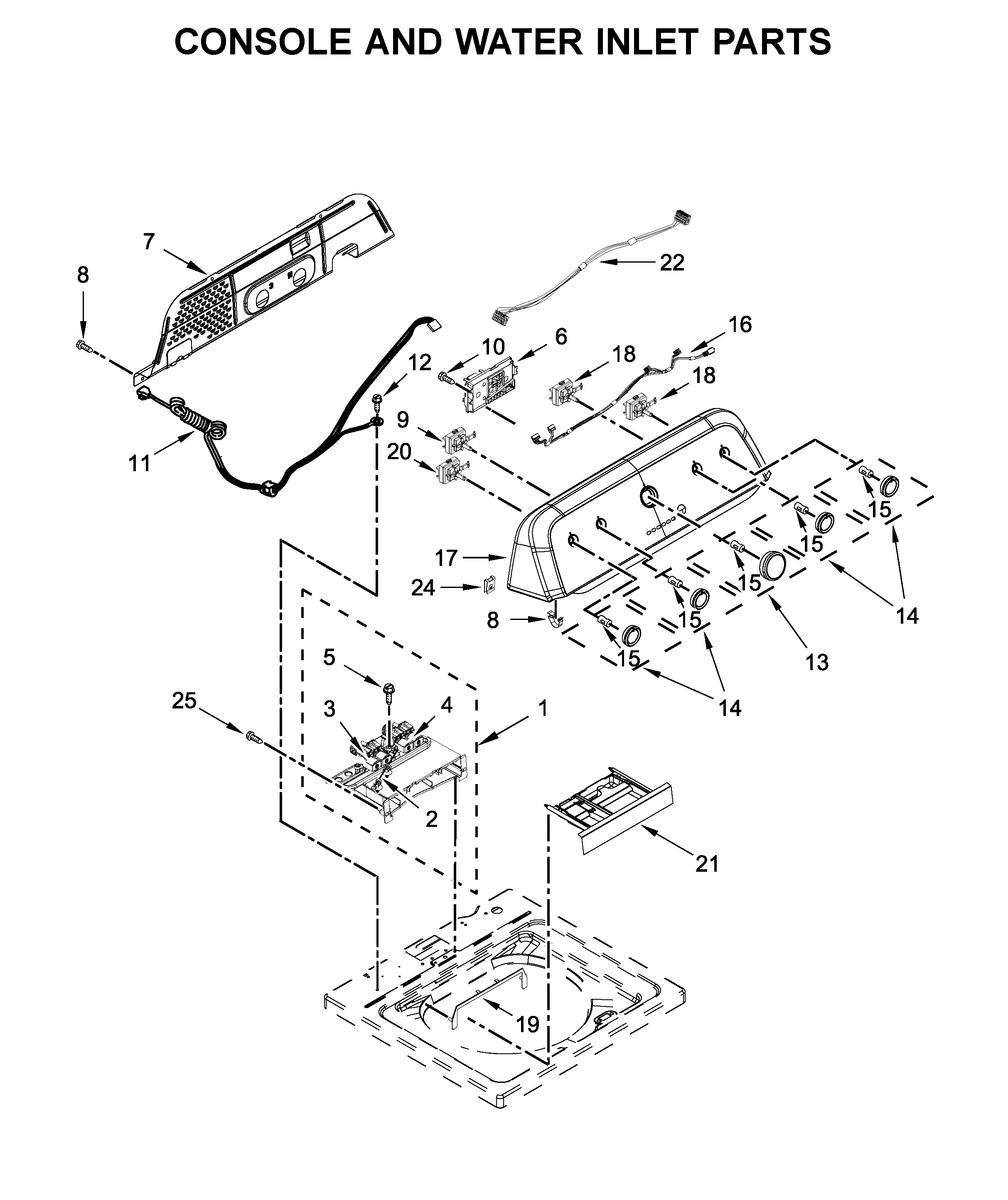 CONSOLE AND WATER INLET PARTS