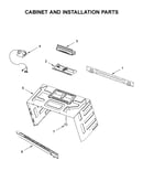 Cabinet and installation parts