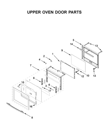 Upper oven door parts
