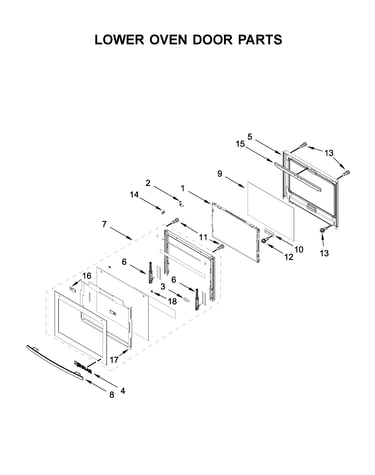Lower oven door parts
