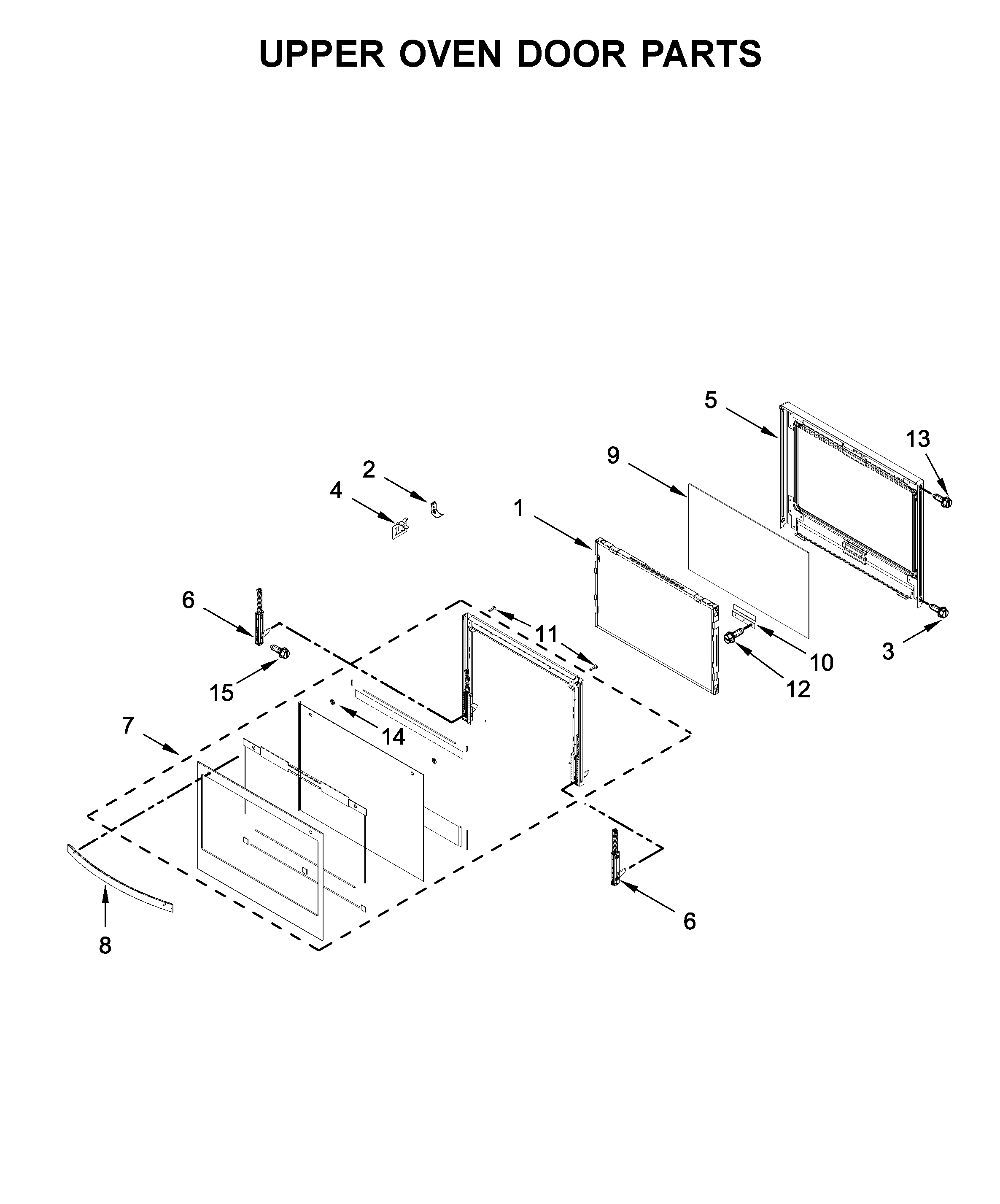 Upper oven door parts
