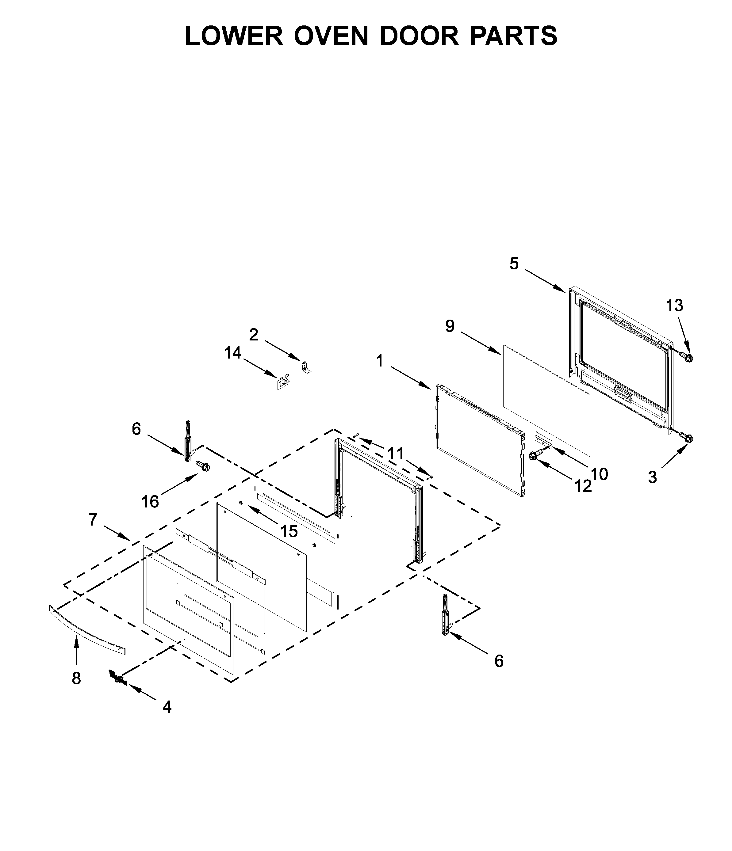 Lower oven door parts