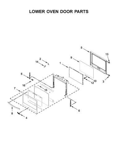 Lower oven door parts