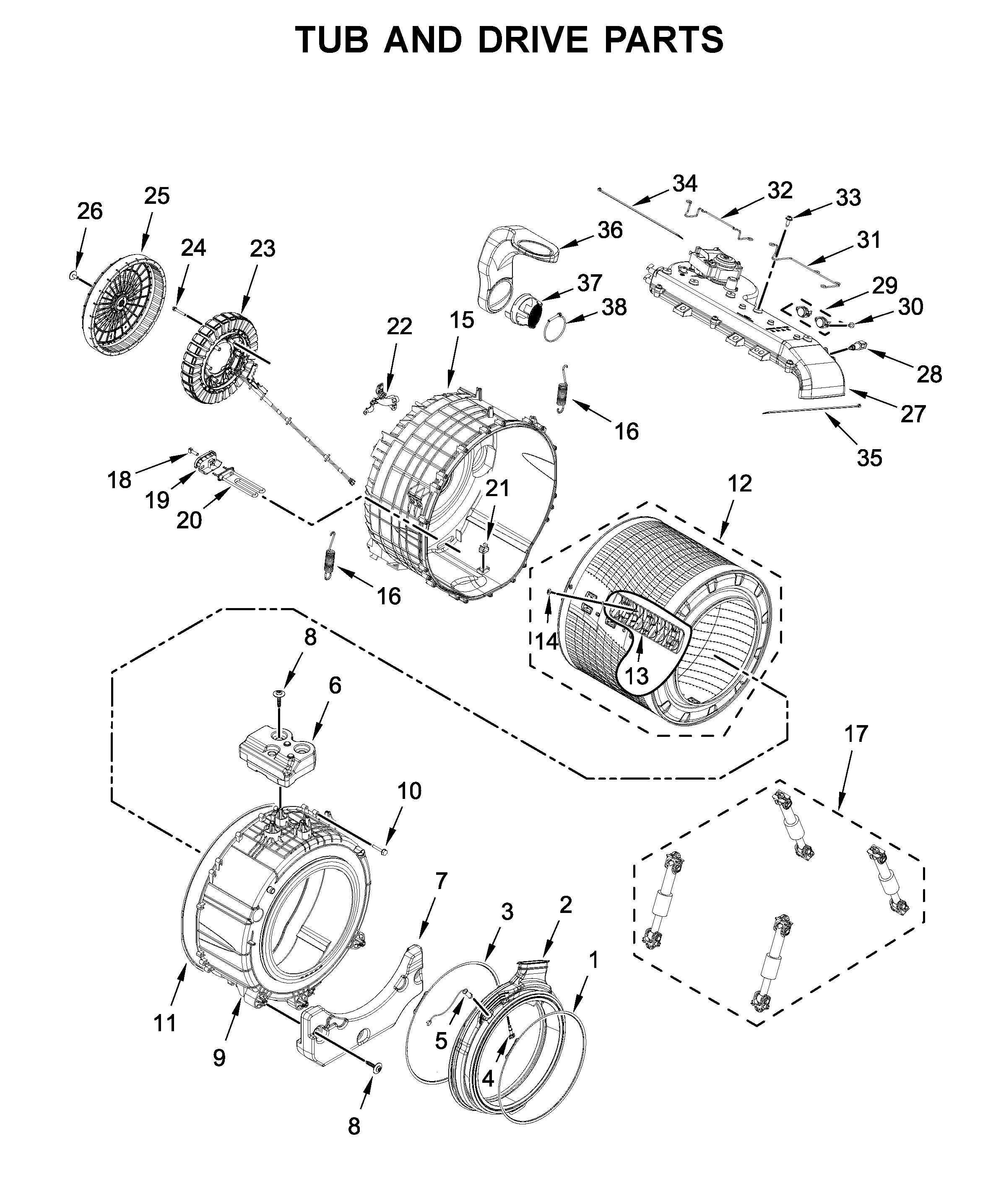 Tub and drive parts