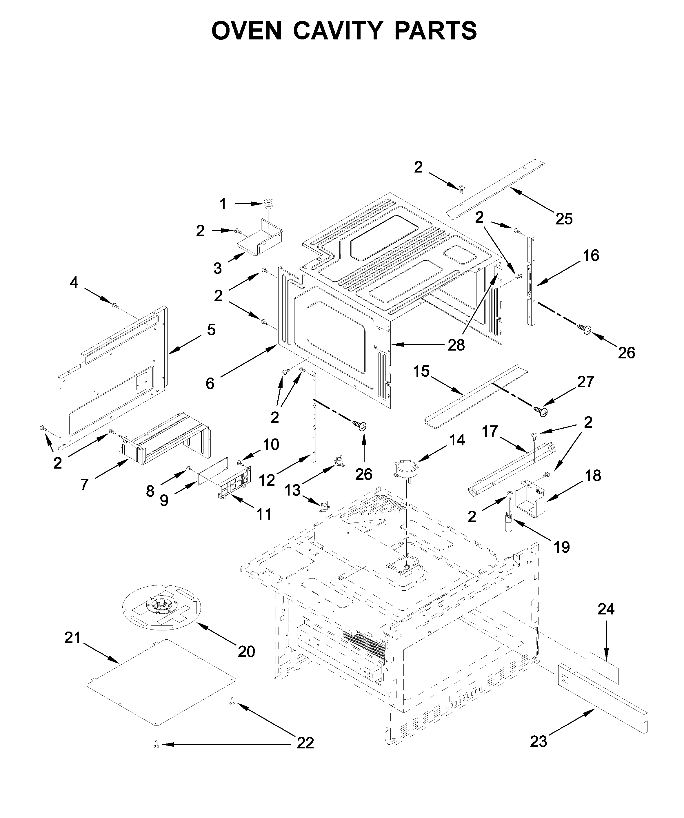 Oven cavity parts