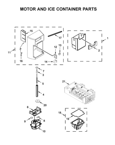 Motor and ice container parts