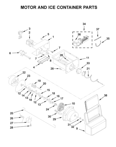 Motor and ice container parts