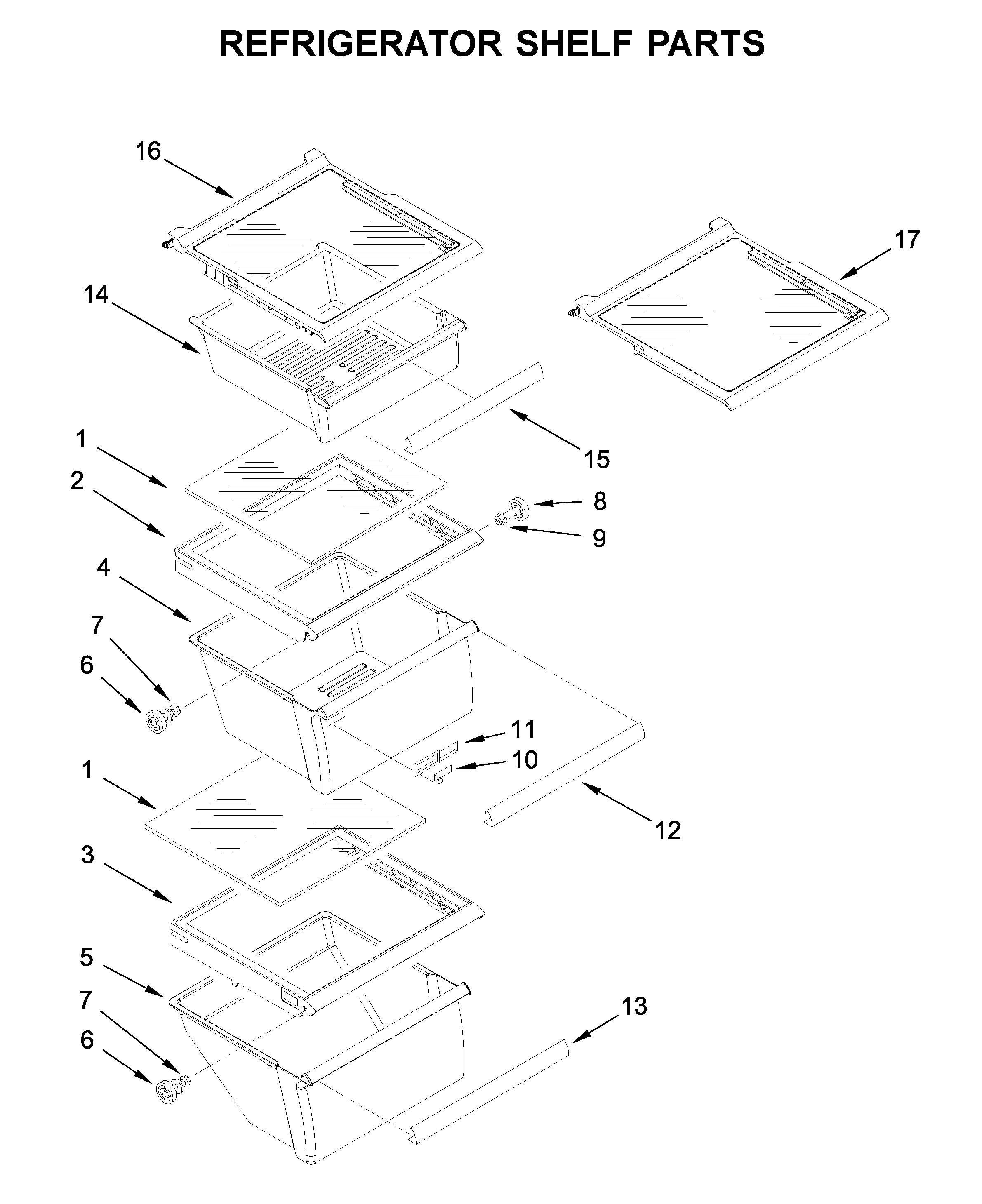 Refrigerator shelf parts