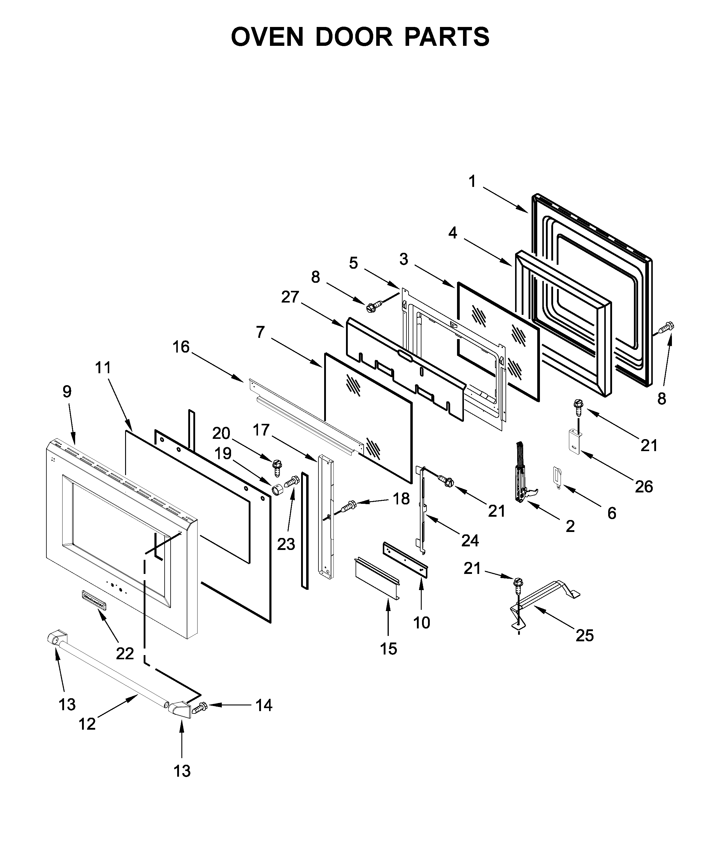 Oven door parts
