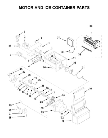 Motor and ice container parts