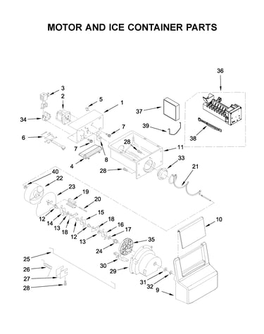Motor and ice container parts