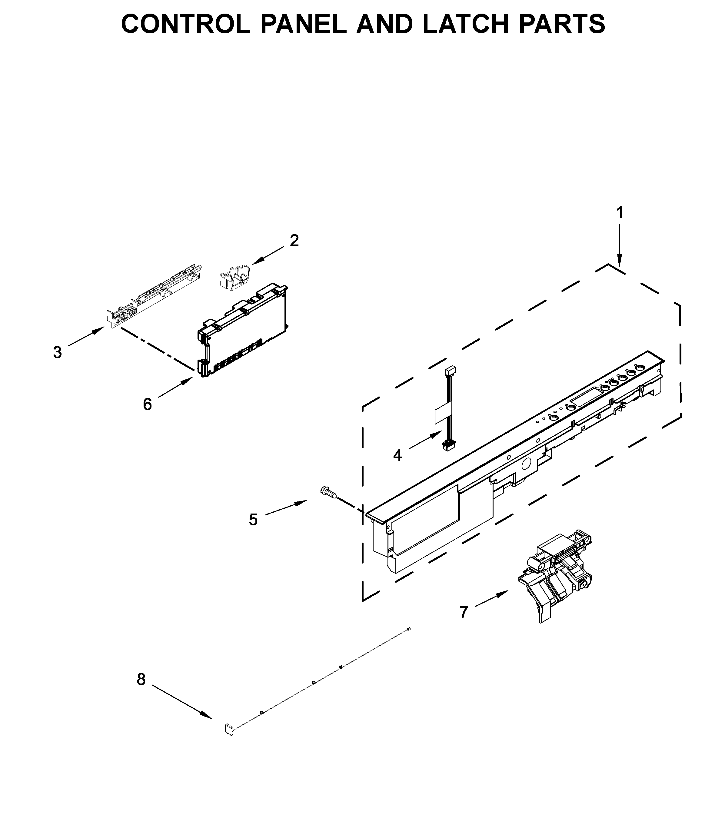 Control panel and latch parts