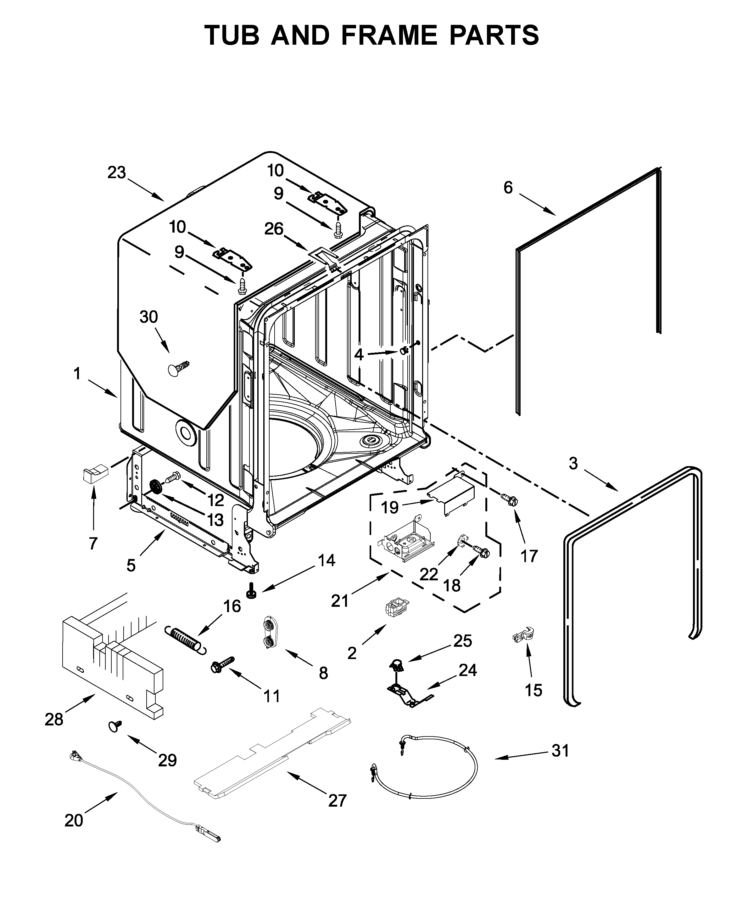 Tub and frame parts