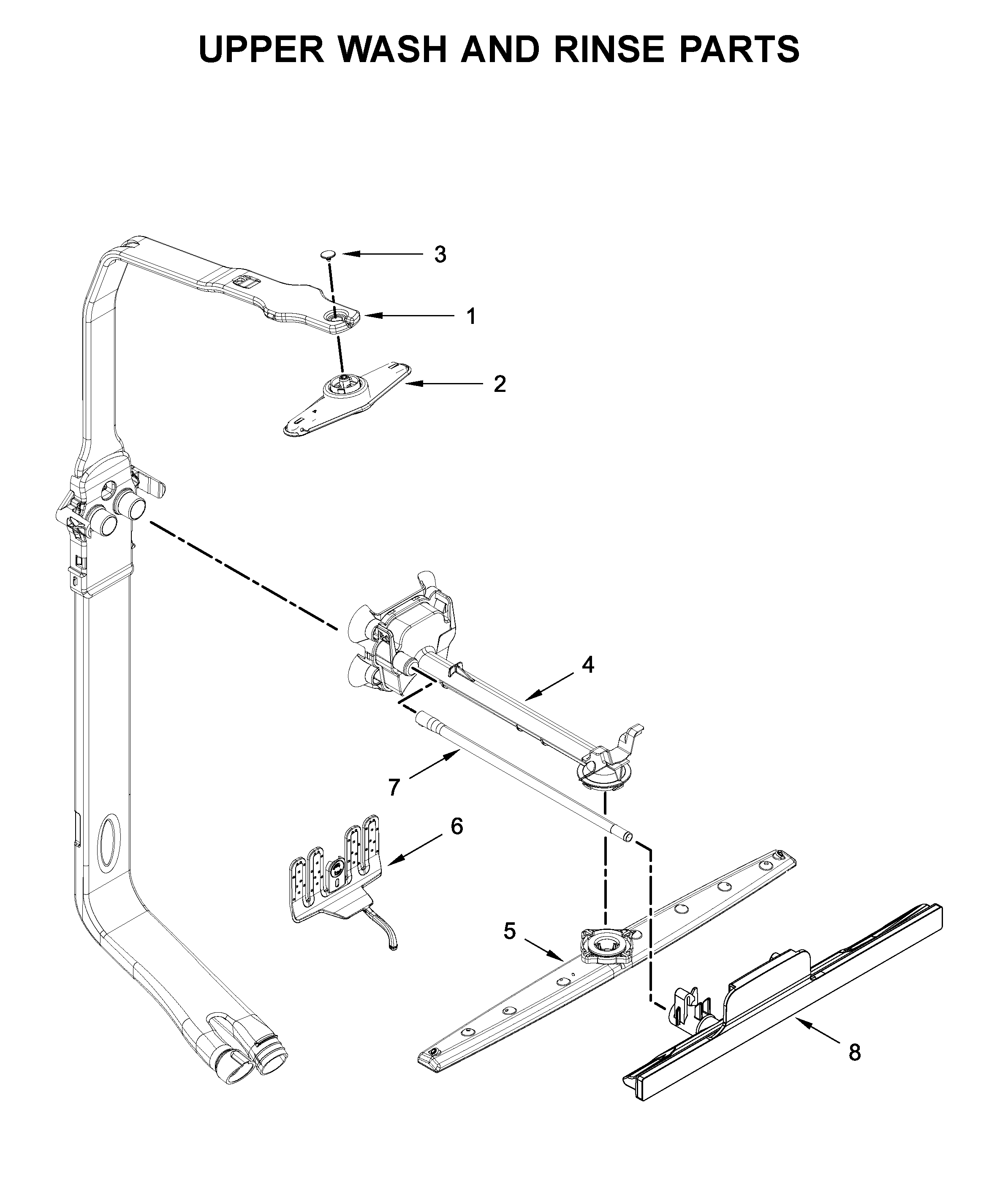 Upper wash and rinse parts