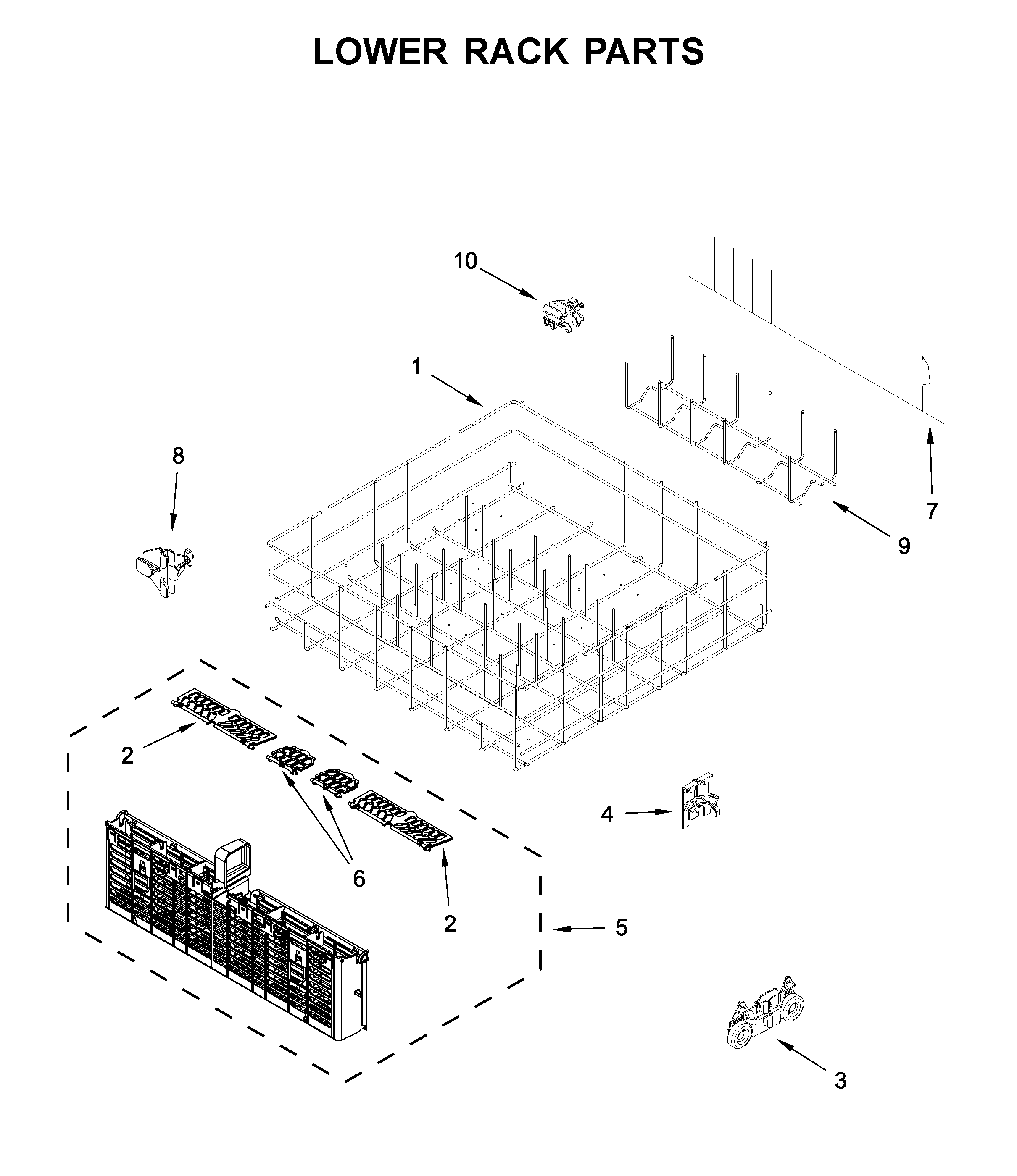 Lower rack parts