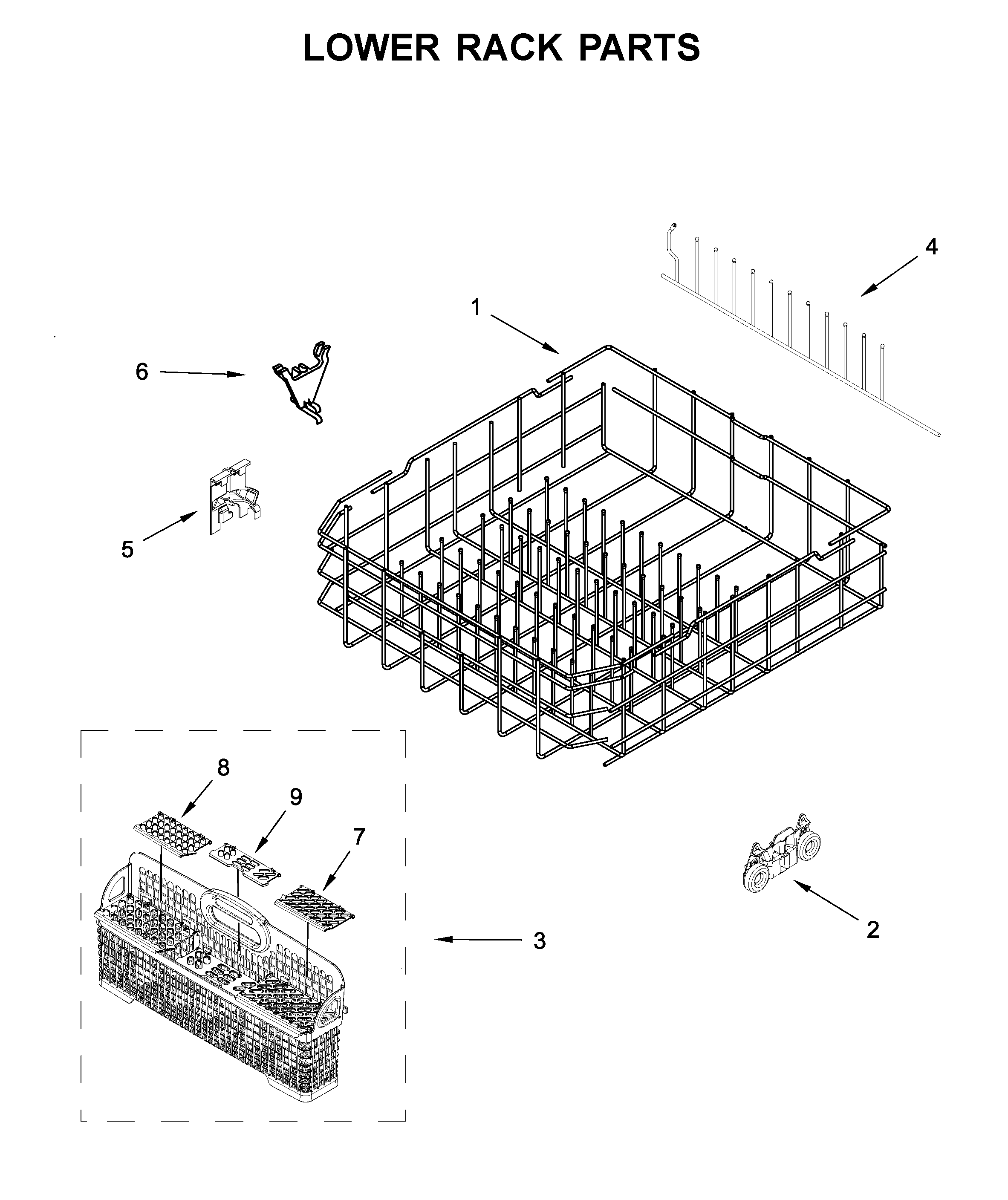 Lower rack parts
