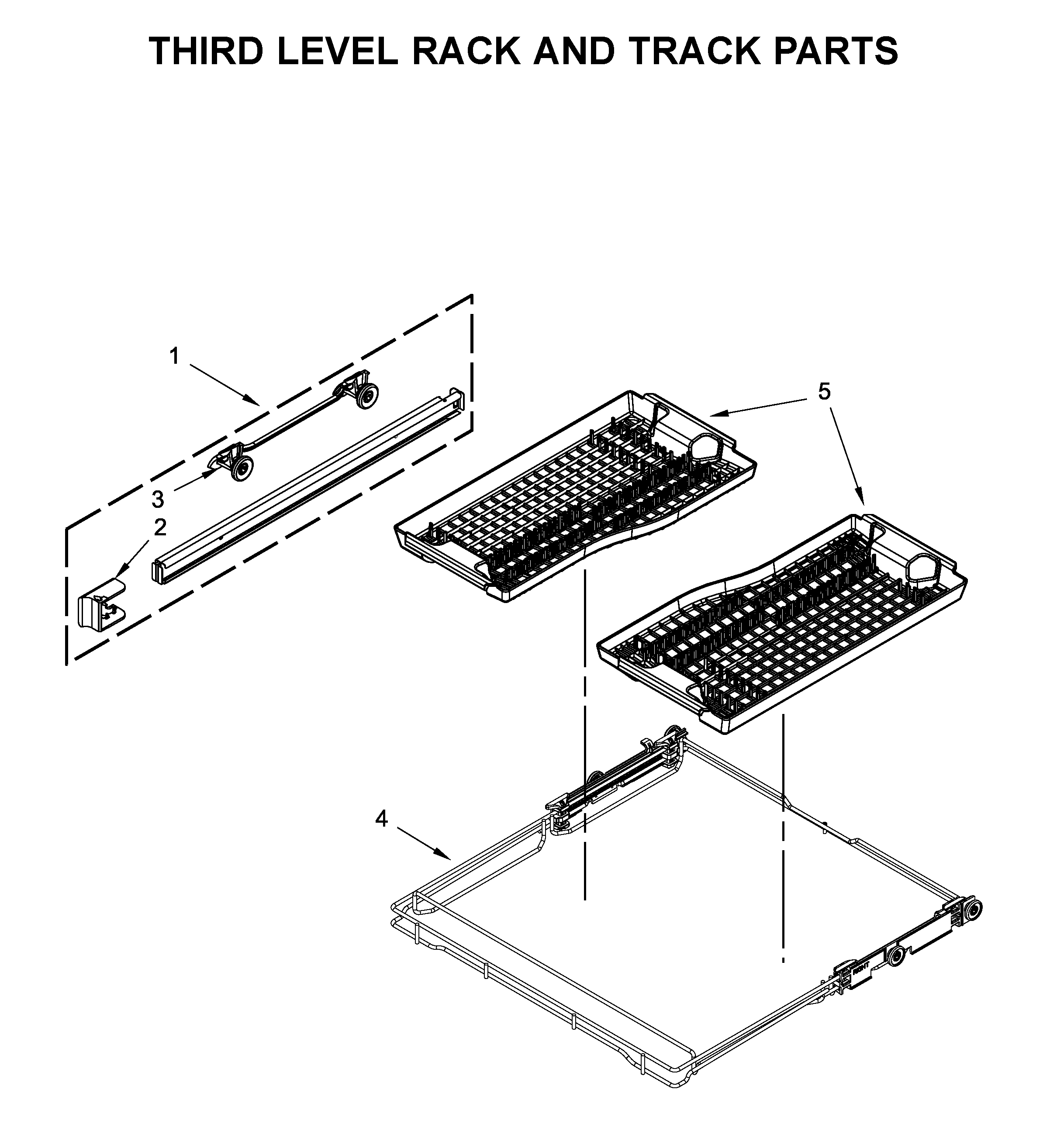 Third level rack and track parts