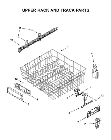 Upper rack and track parts