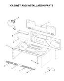 Cabinet and installation parts