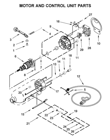 Motor and control unit parts
