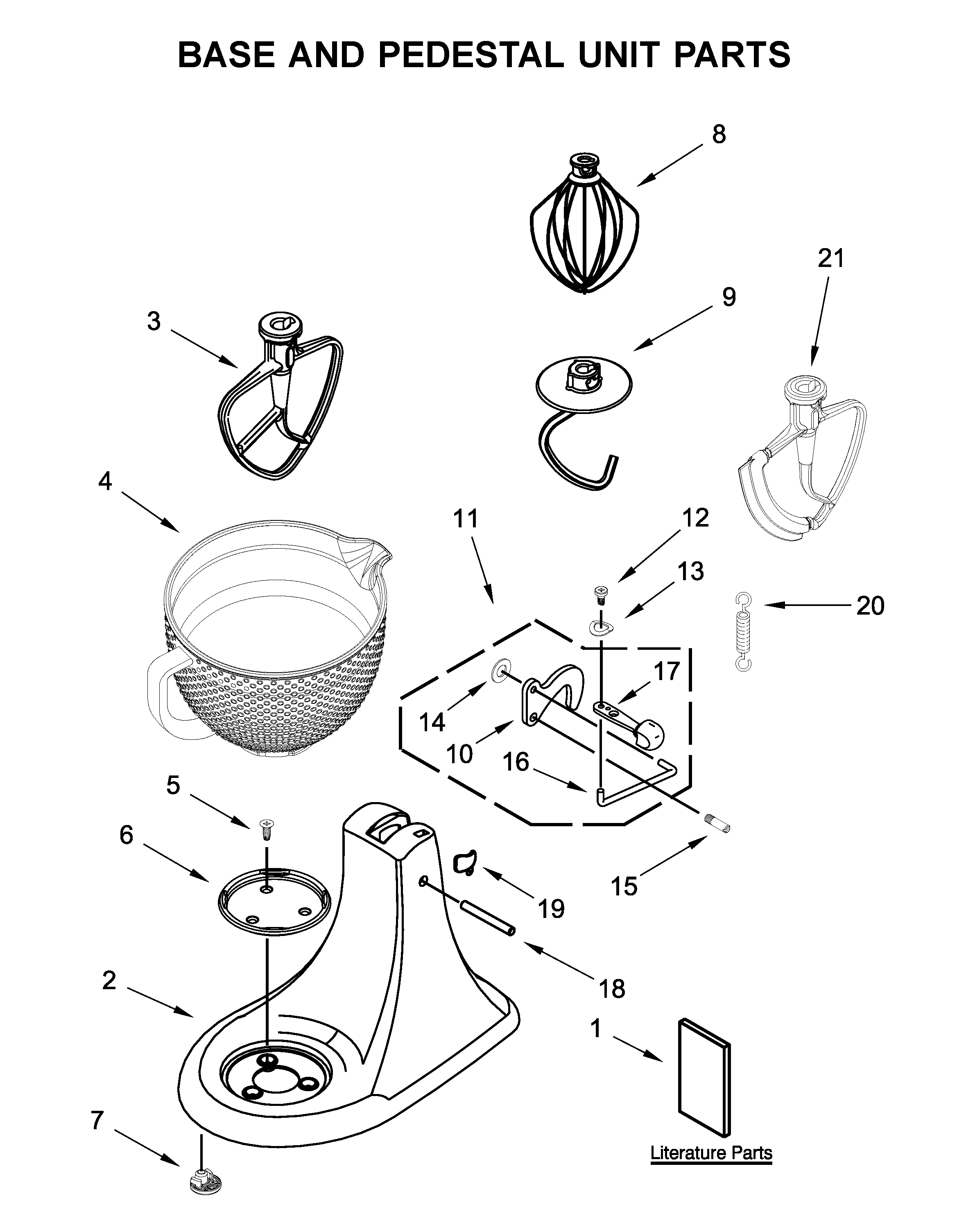 Base and pedestal unit parts