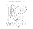 Jenn-Air JBZFR18IGX00 freezer liner and icemaker parts diagram