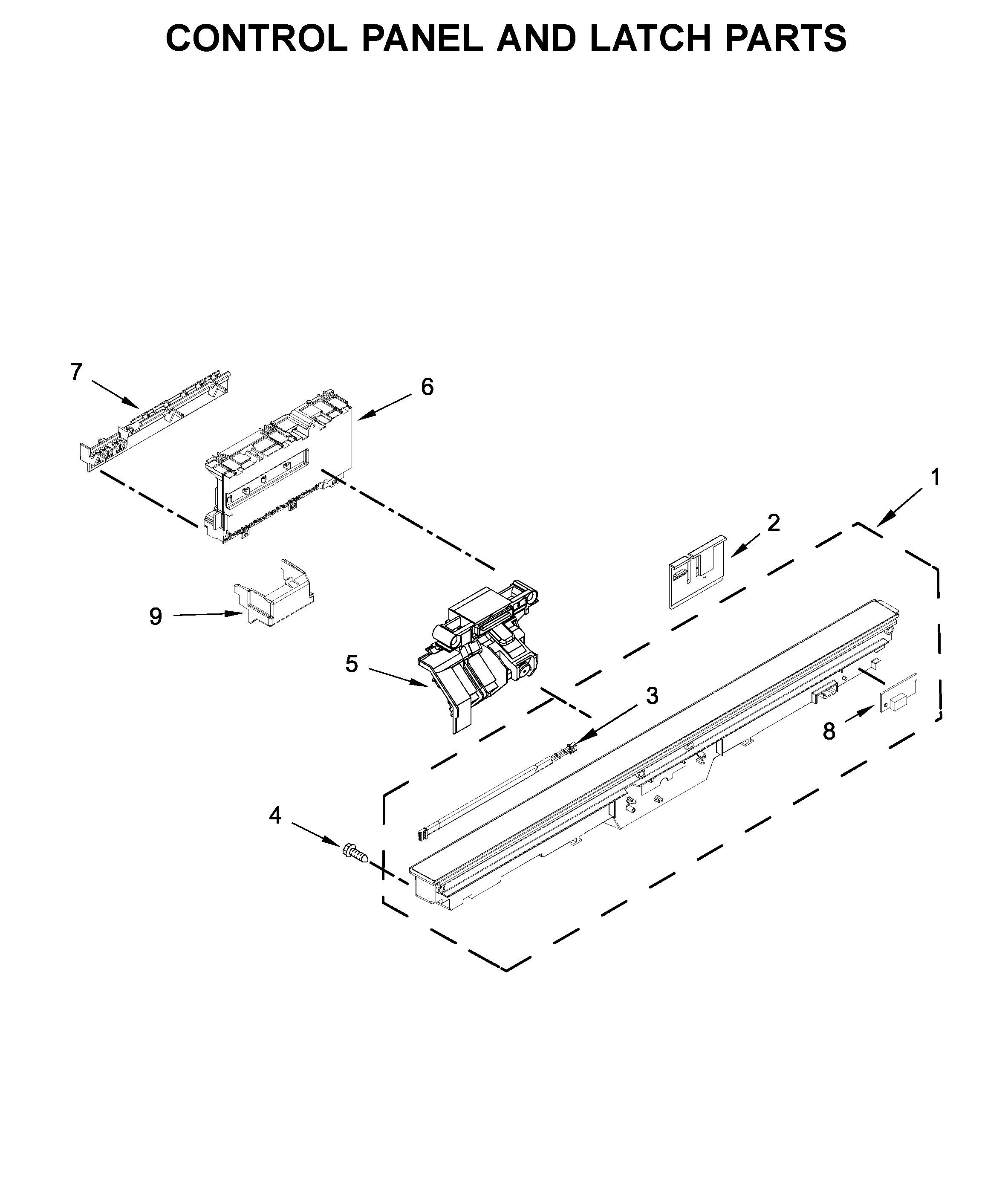 Control panel and latch parts