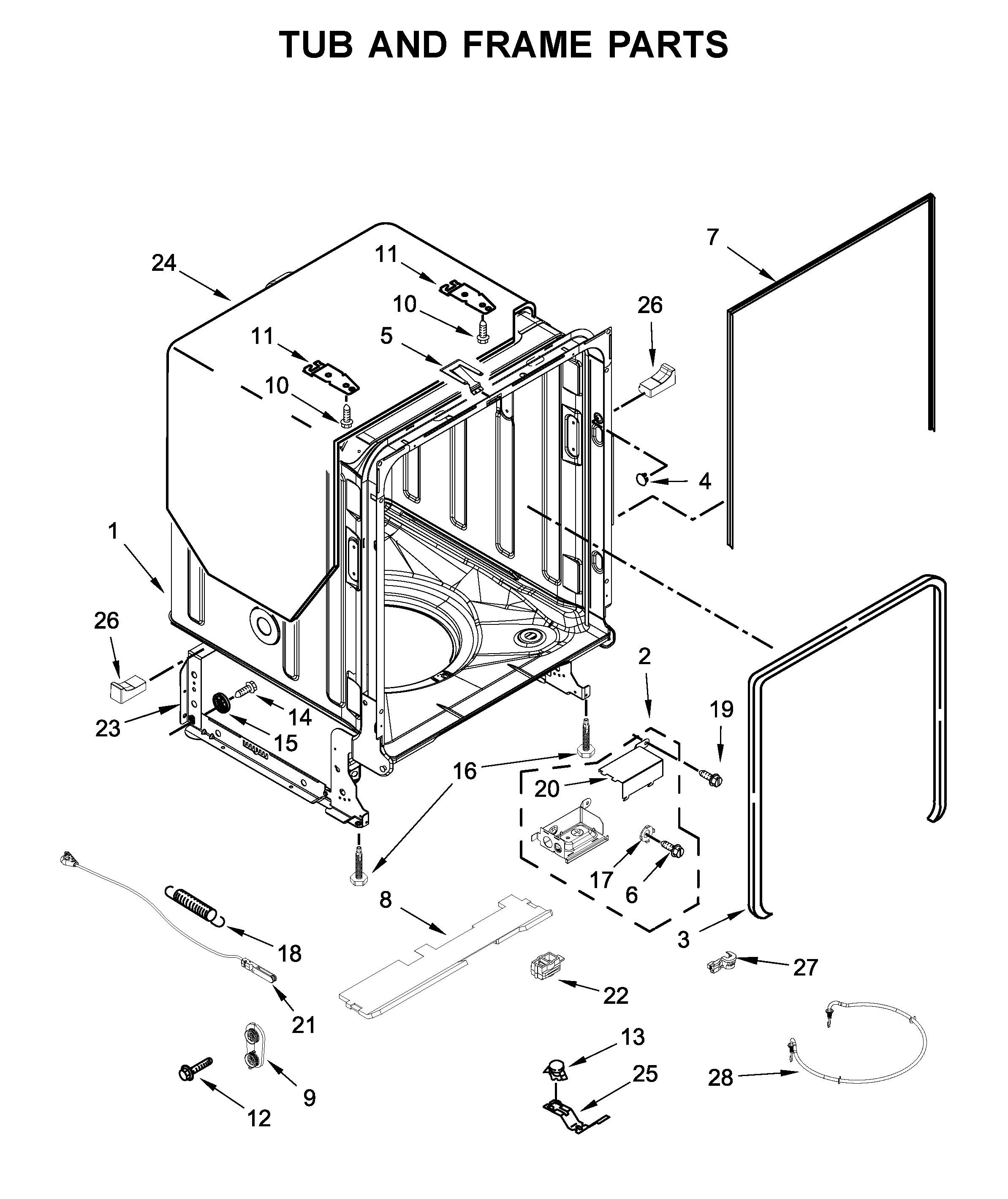 TUB AND FRAME PARTS