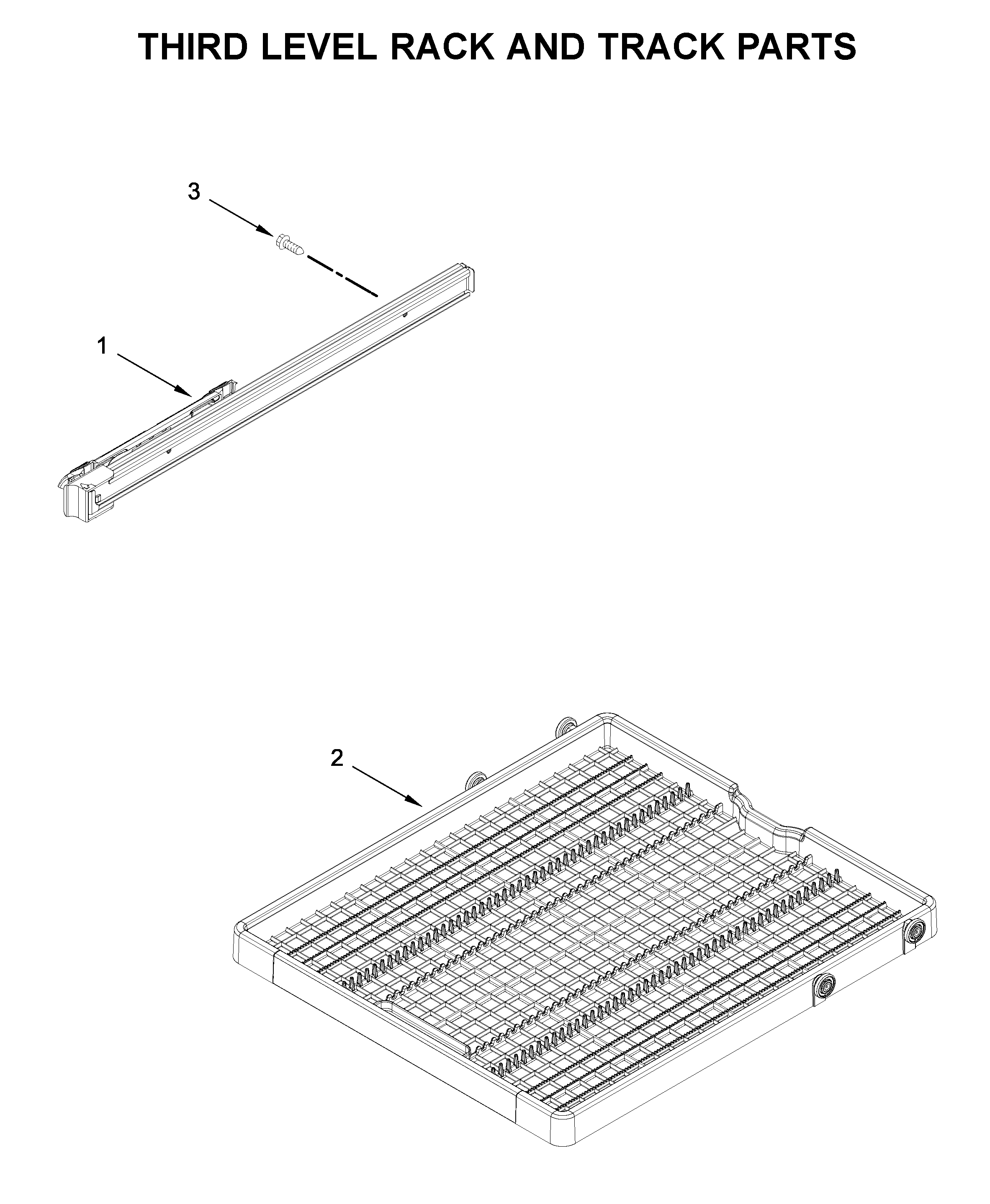 Third level rack and track parts