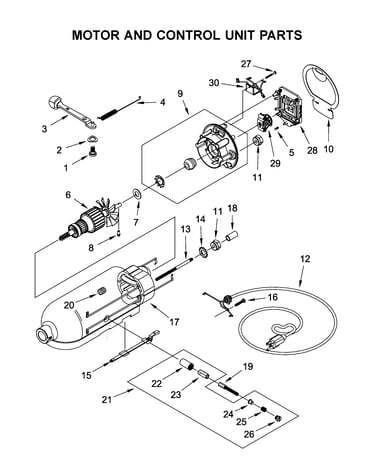 Motor and control unit parts