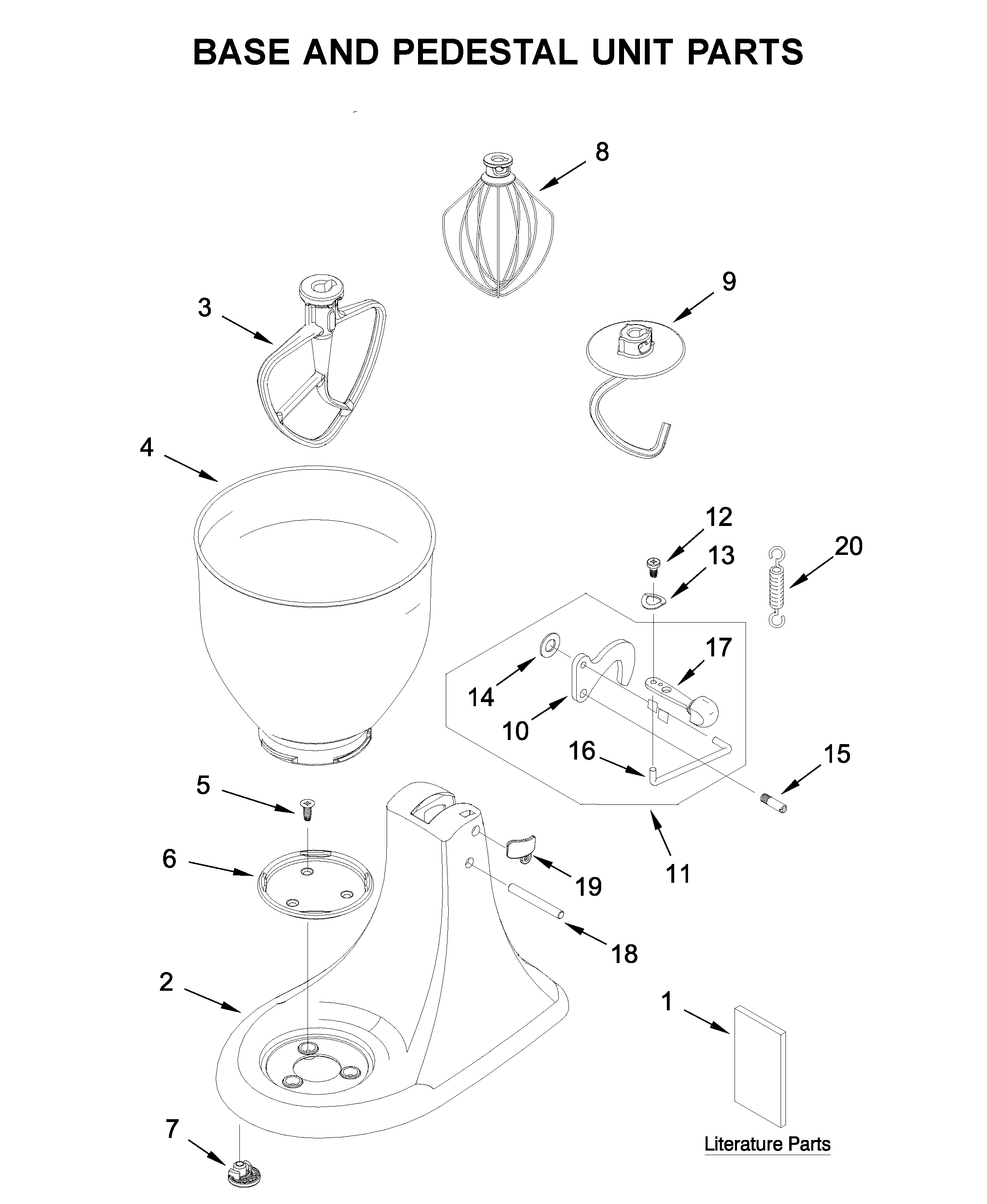 Base and pedestal unit parts