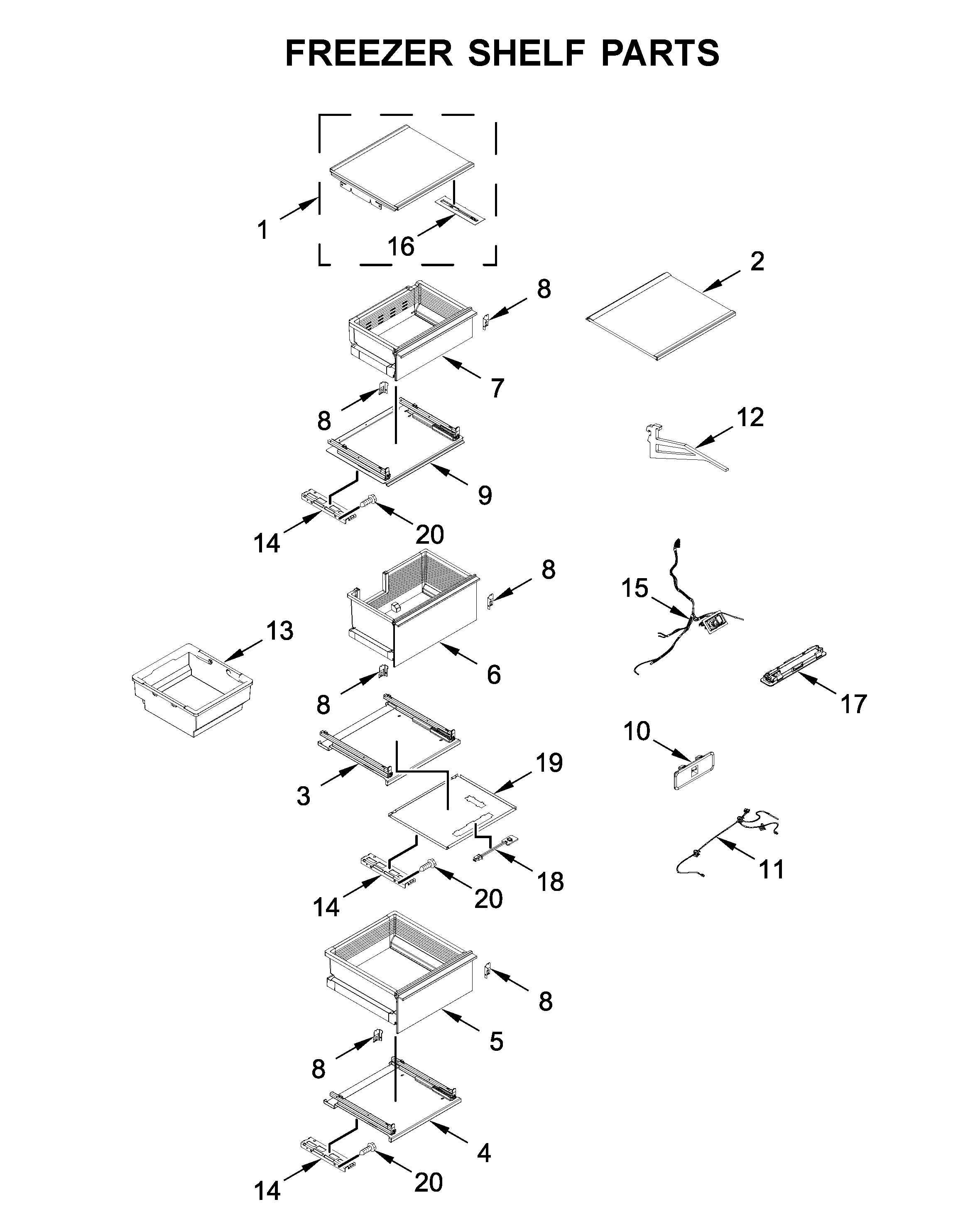 Freezer shelf parts