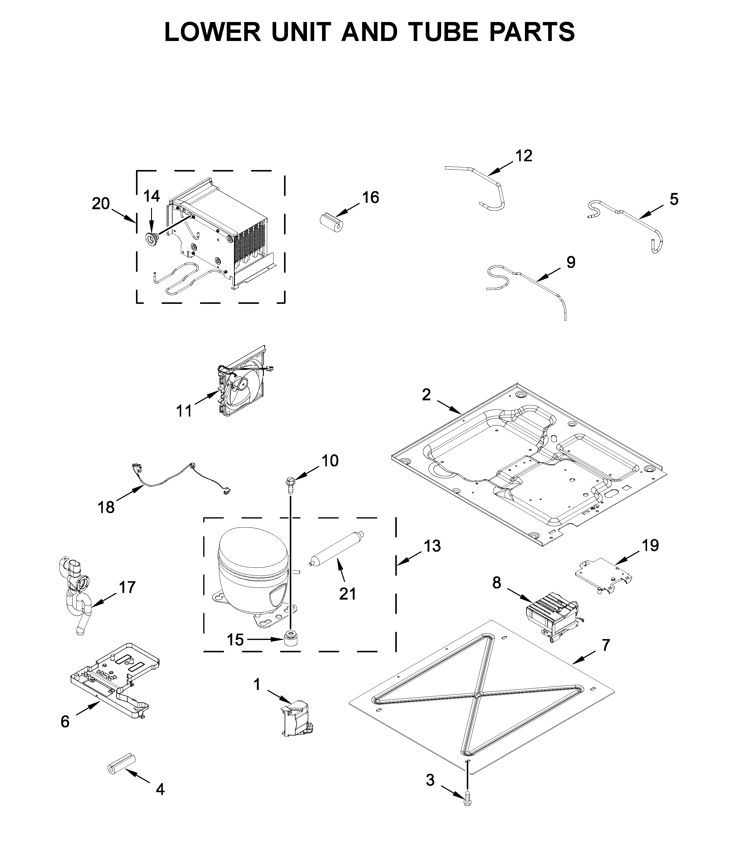 Lower unit and tube parts