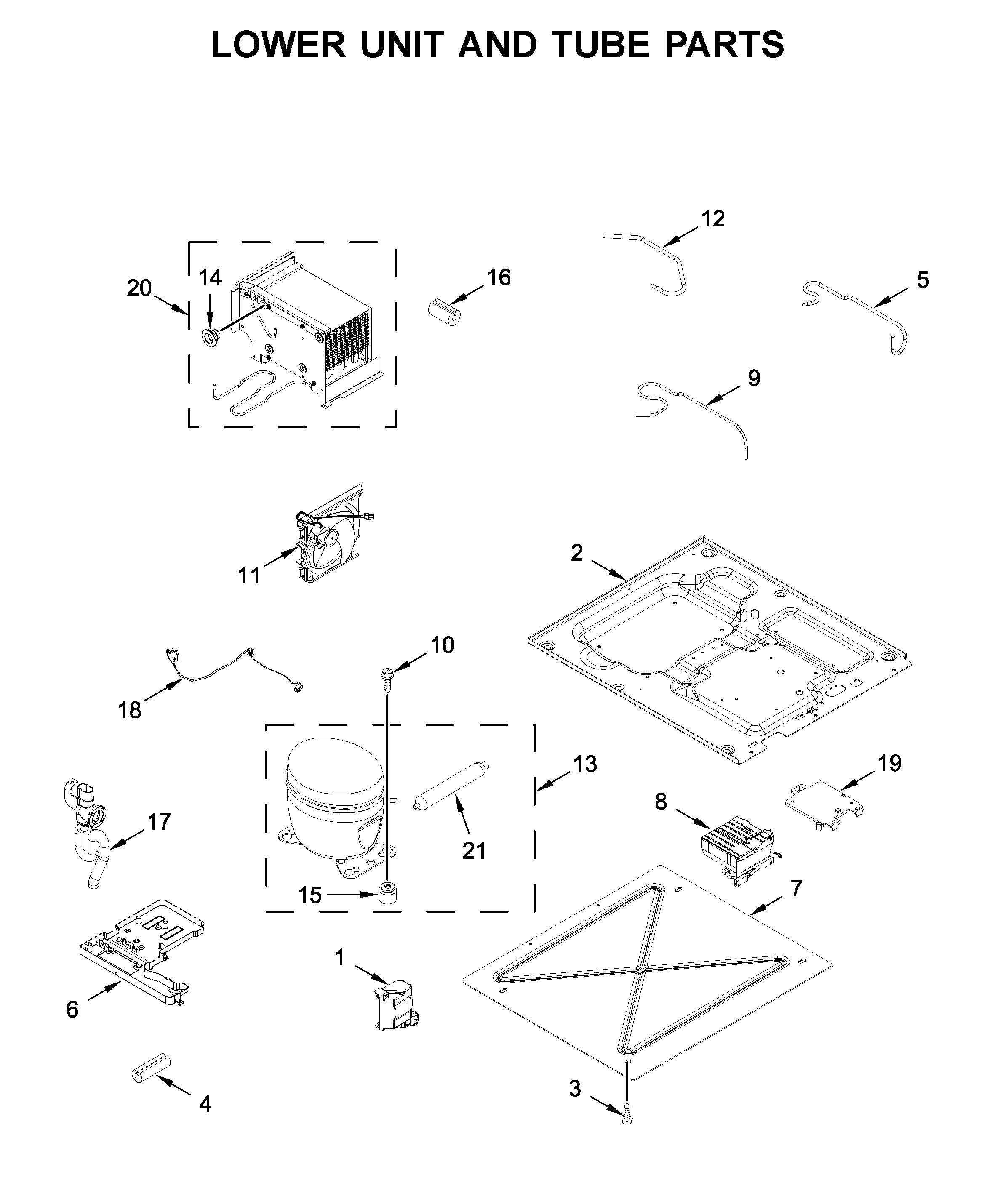 Lower unit and tube parts