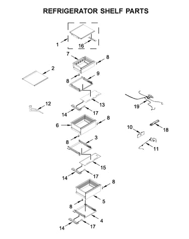 Refrigerator shelf parts