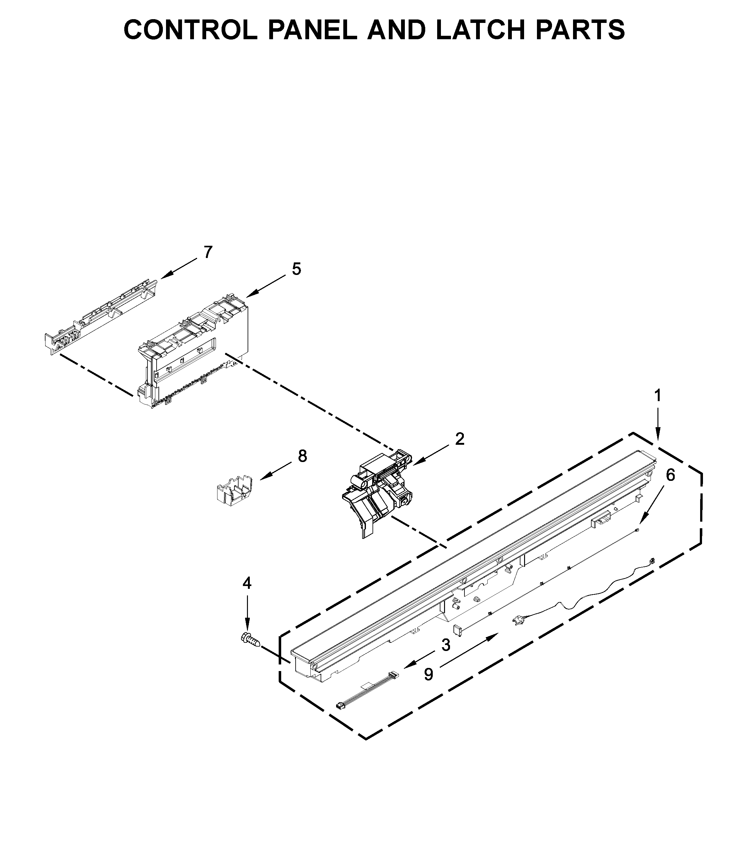 Control panel and latch parts