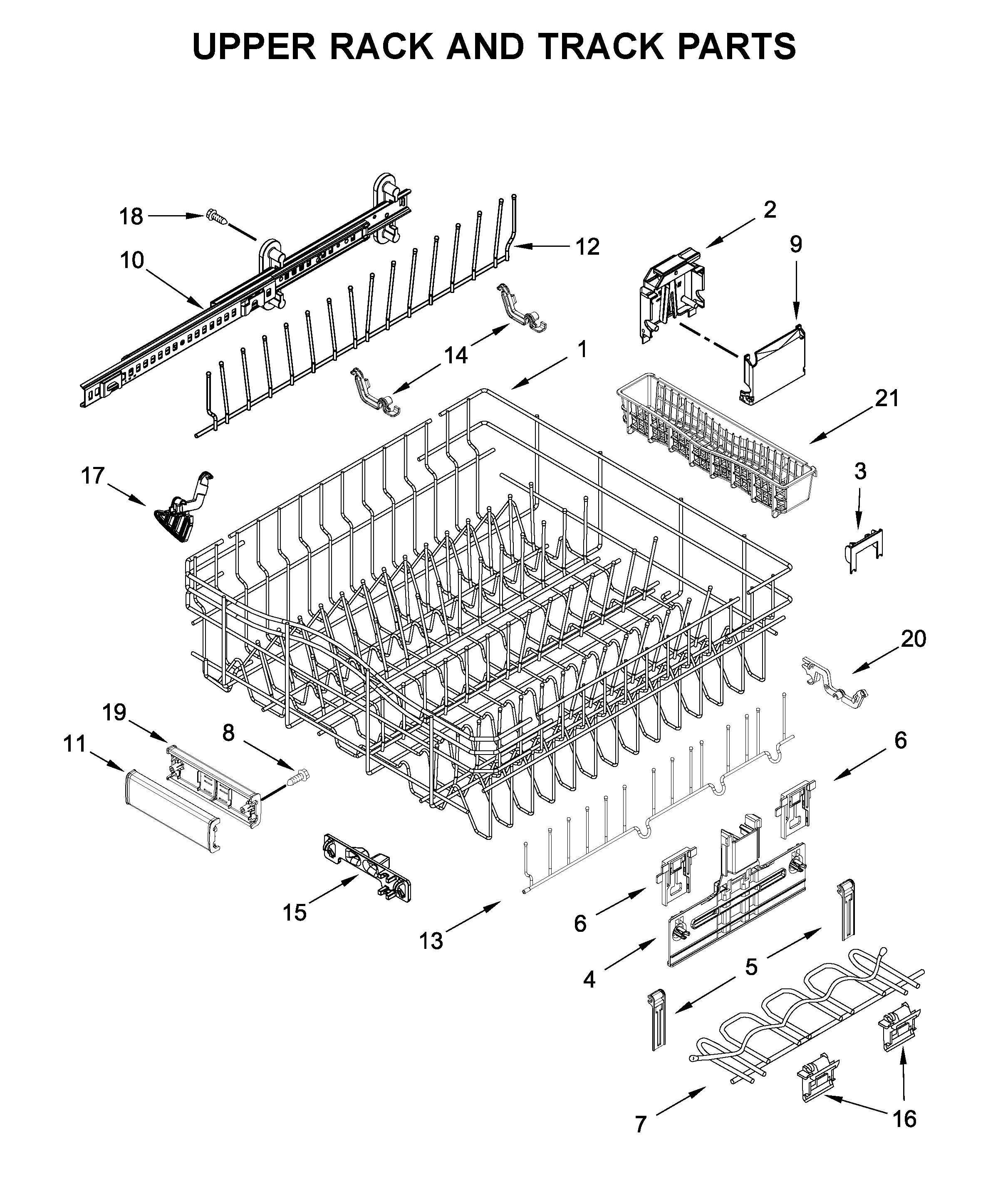 Upper rack and track parts