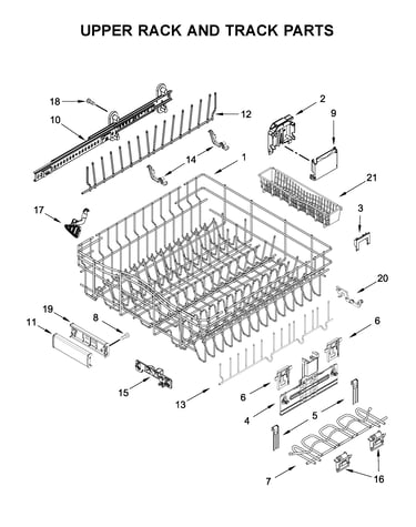 Upper rack and track parts