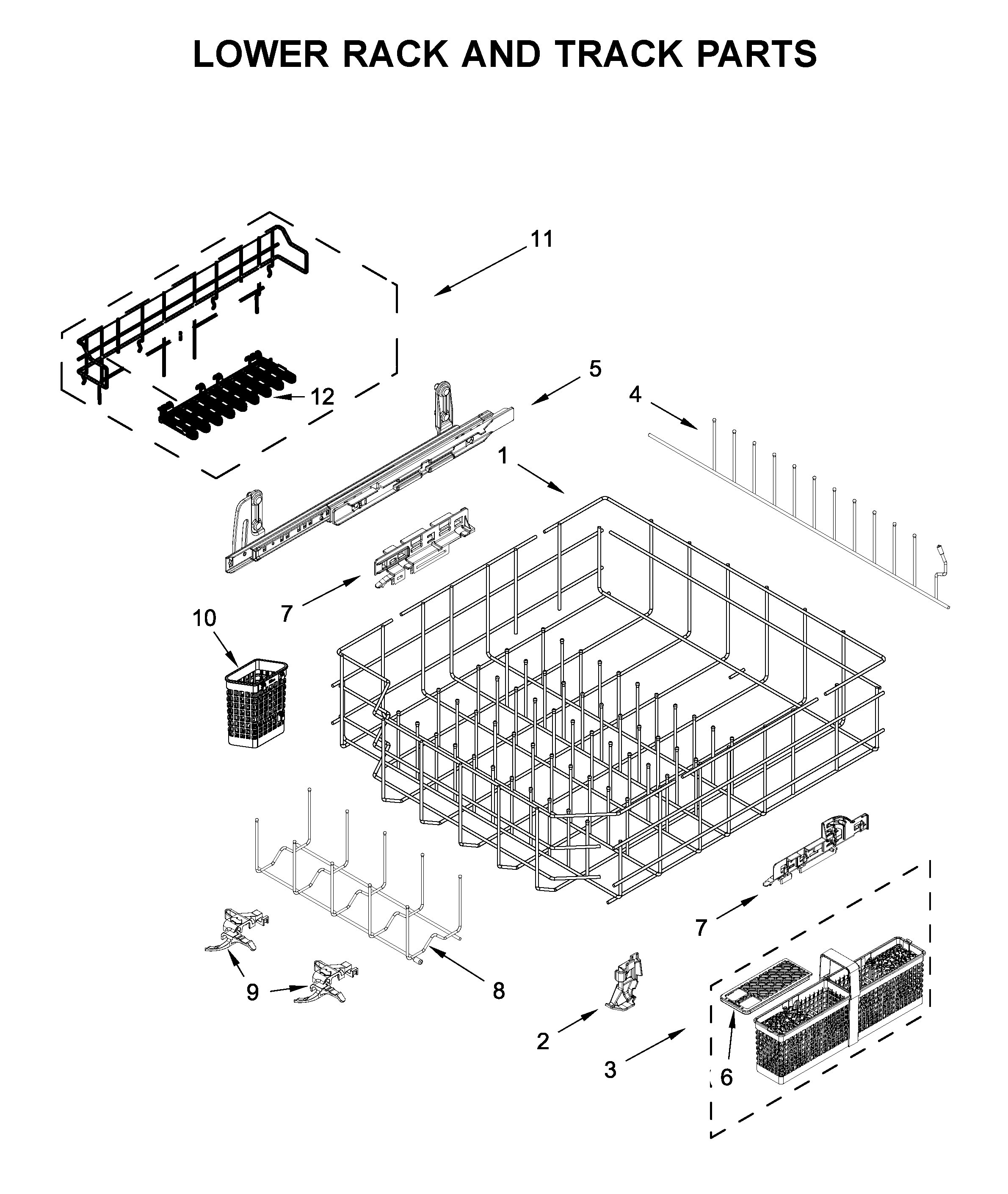 Lower rack and track parts