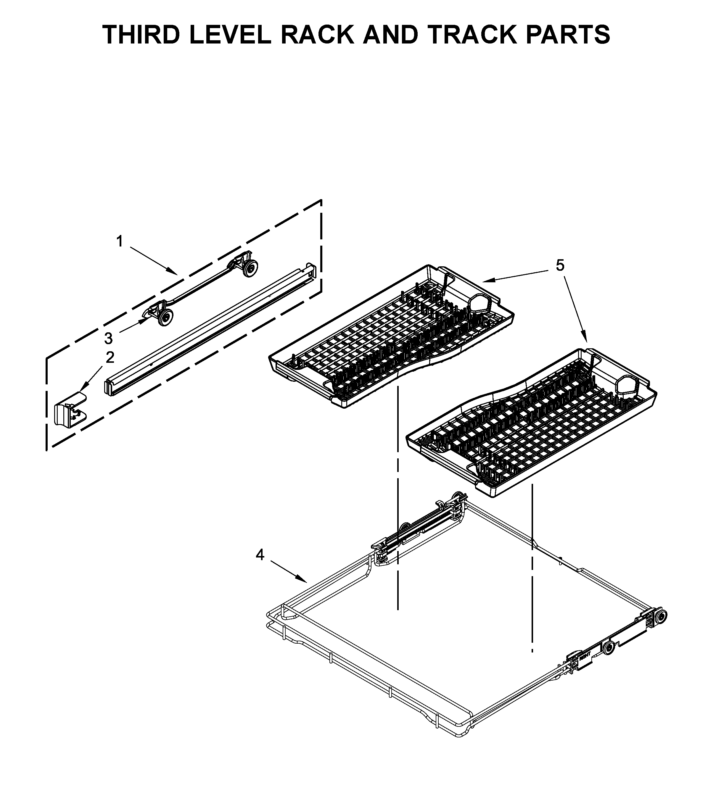 Third level rack and track parts
