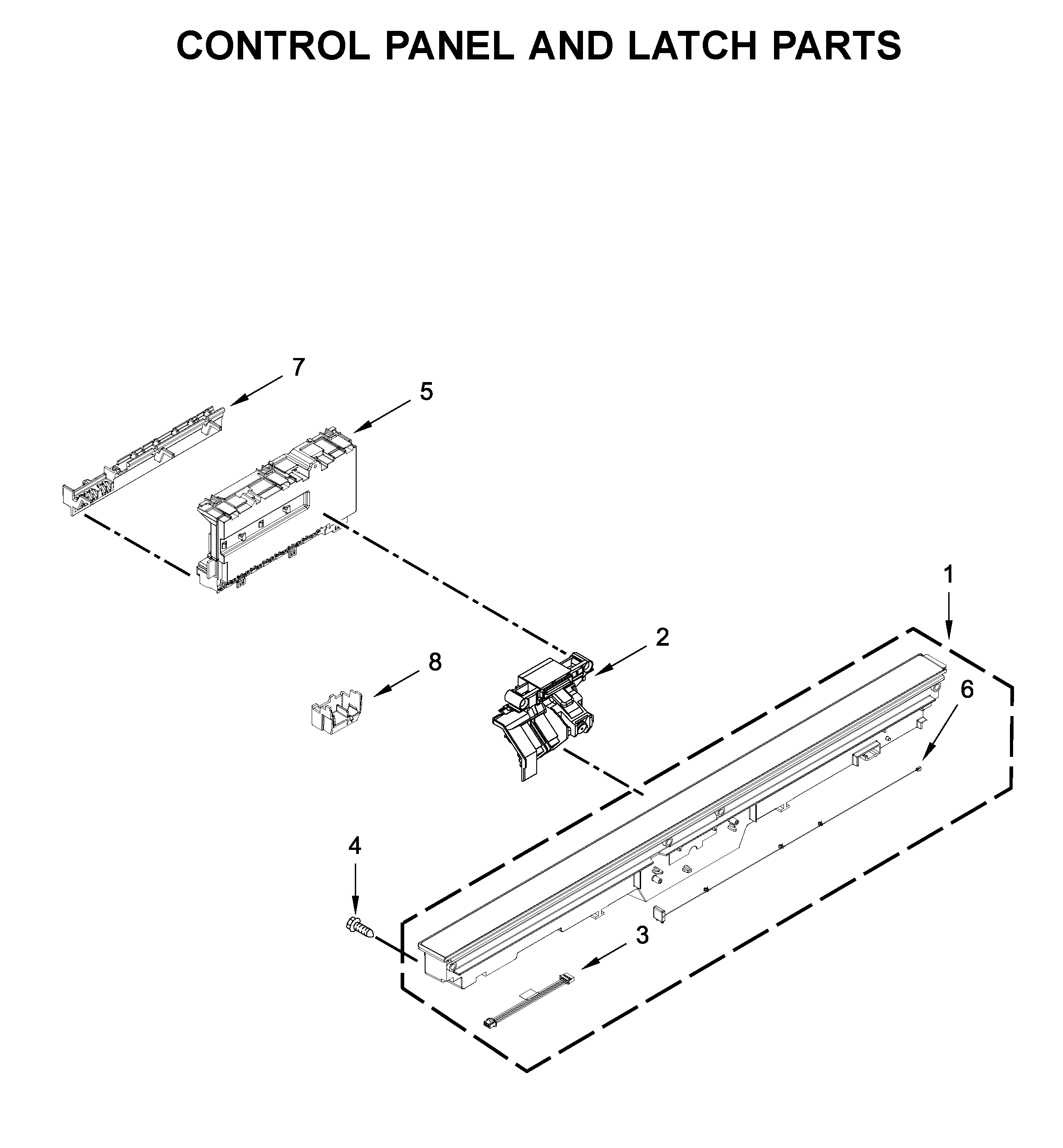 Control panel and latch parts