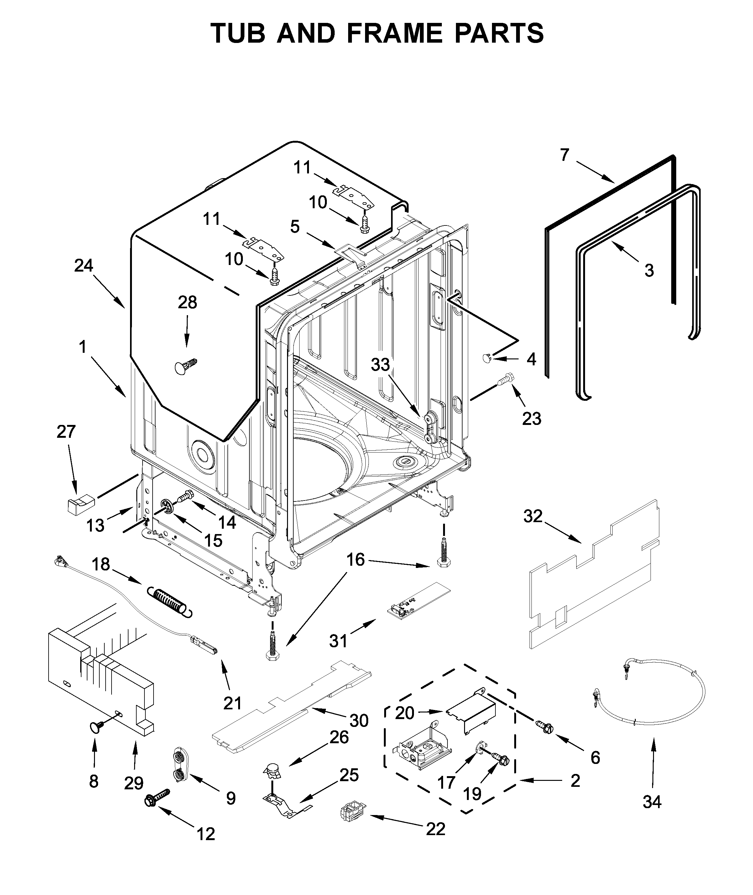 Tub and frame parts