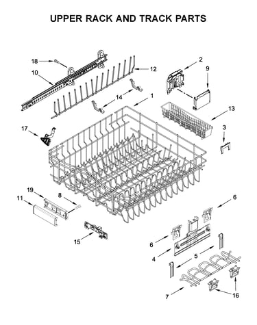 Upper rack and track parts