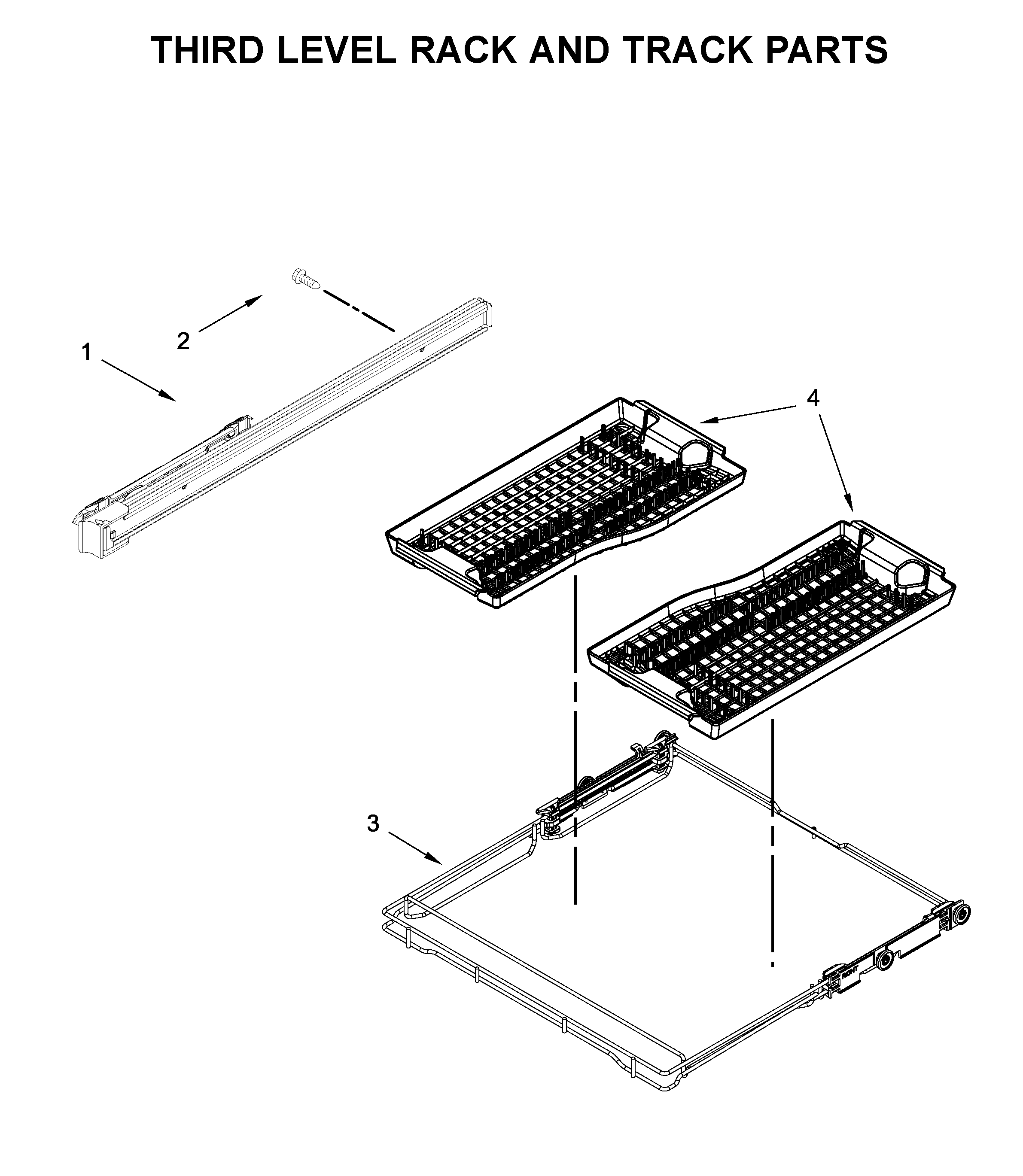 Third level rack and track parts