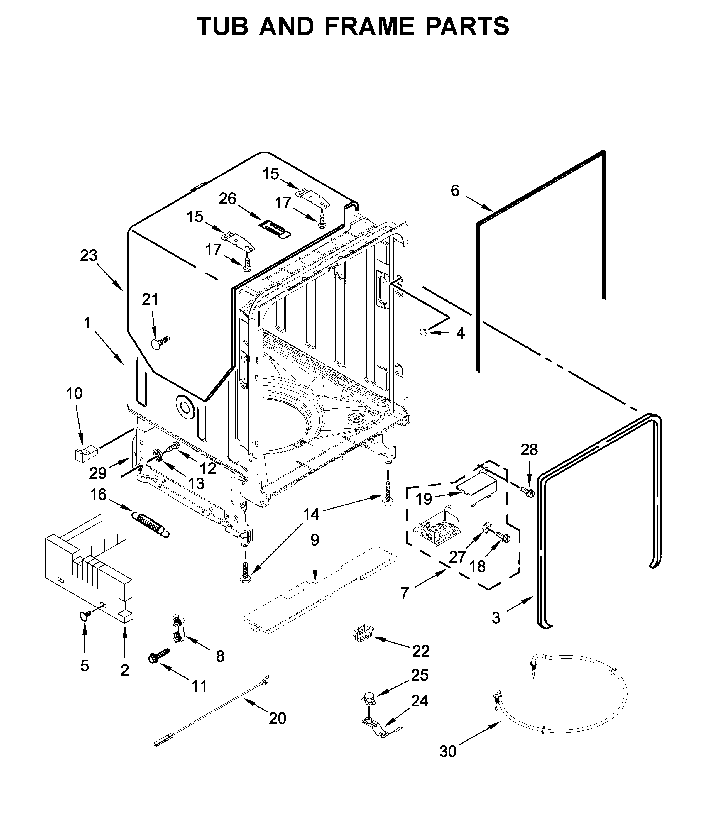 Tub and frame parts