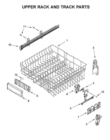 Upper rack and track parts