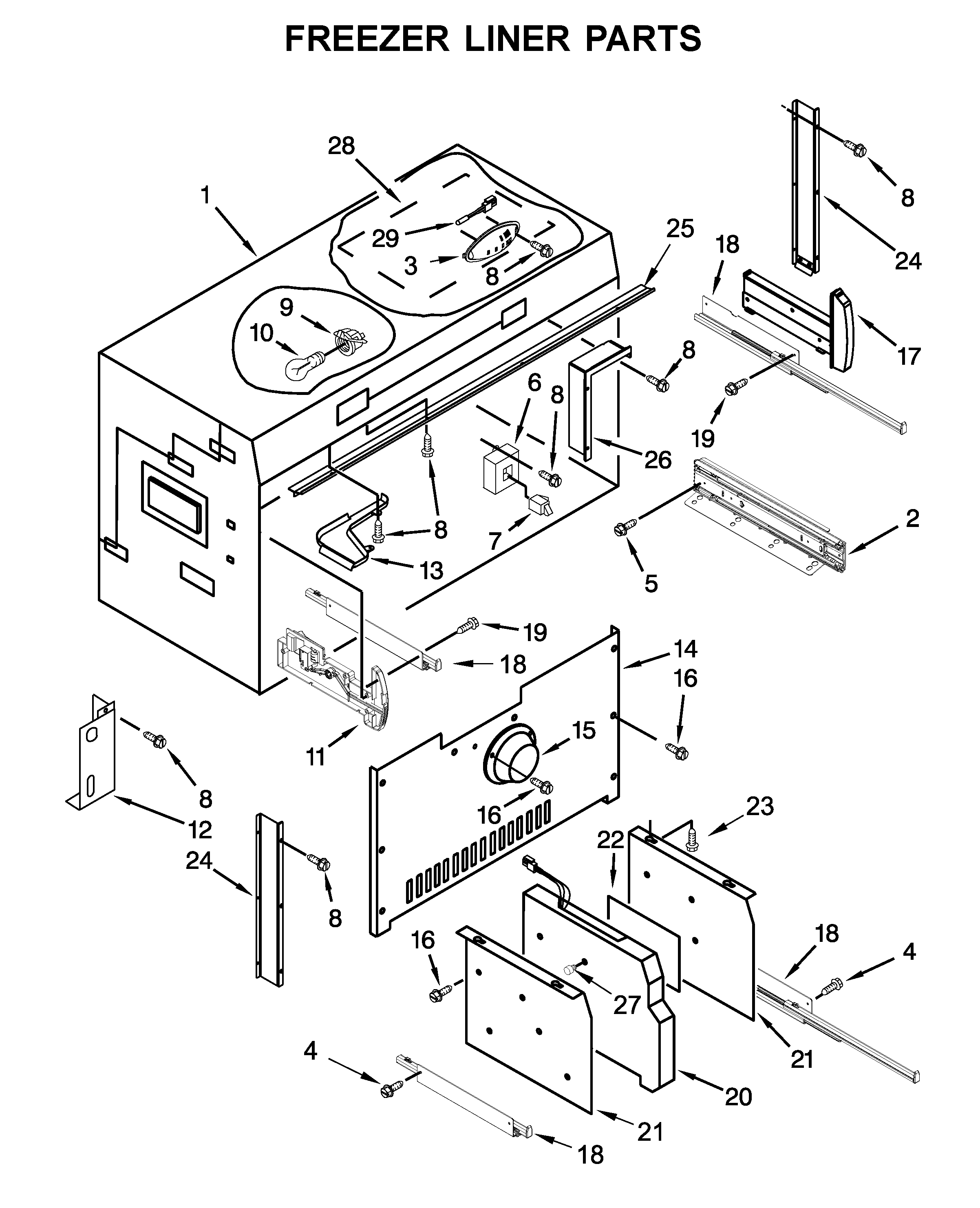 Freezer liner parts